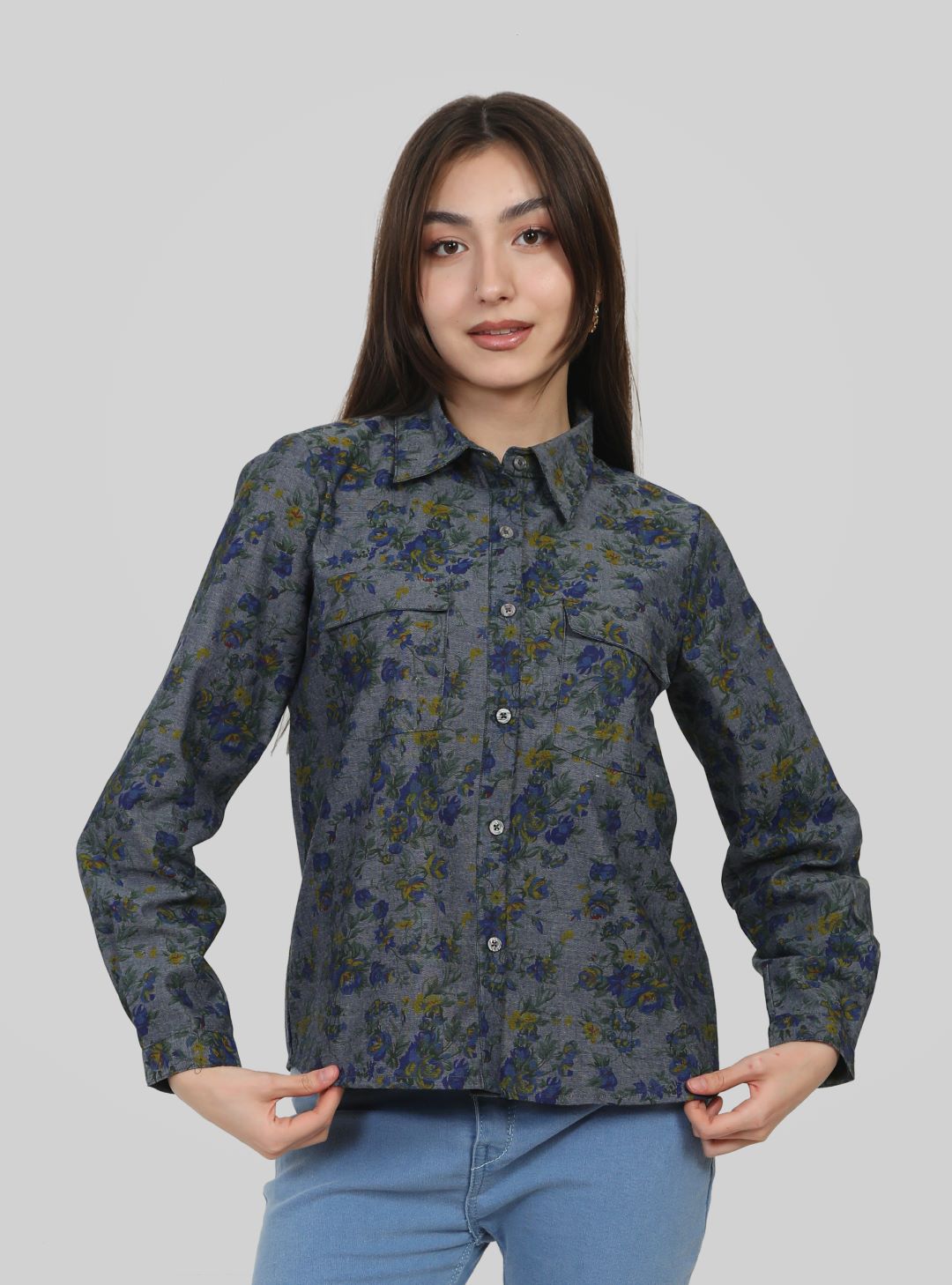 BW Flower Printed Full Sleeves Shirt