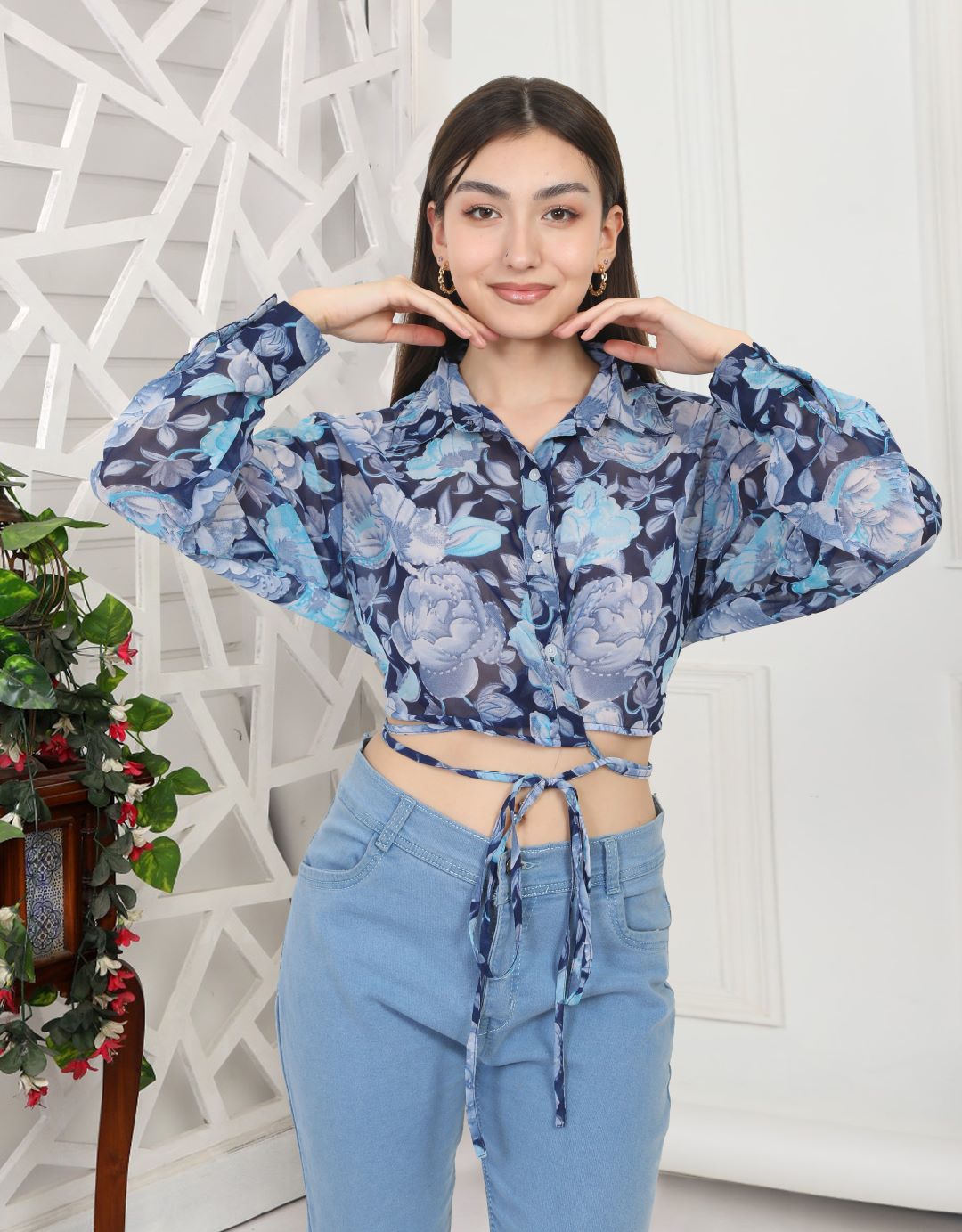 Blunt Women Flowery Design Full Sleeves Top