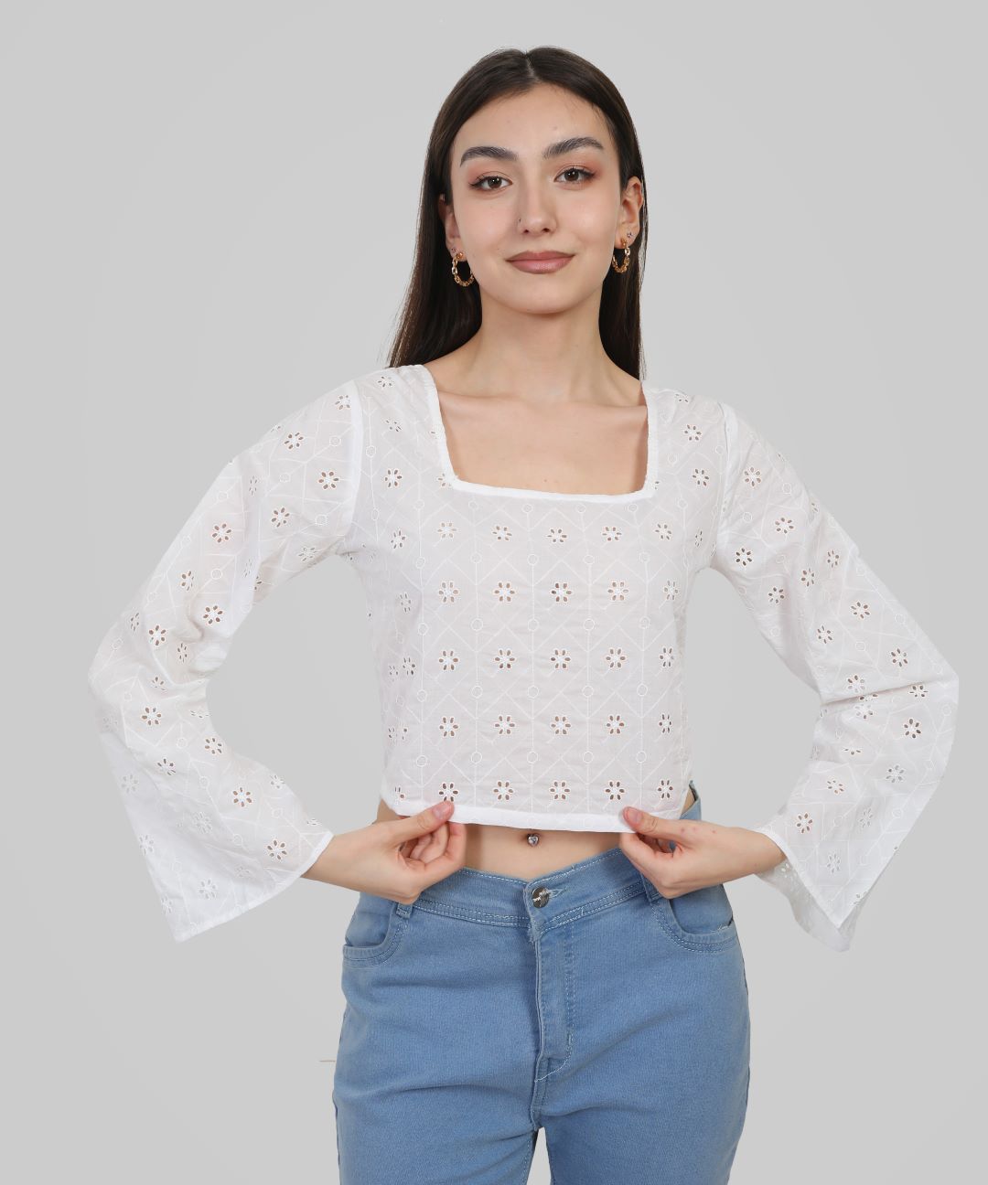 BW Full Sleeves White Top