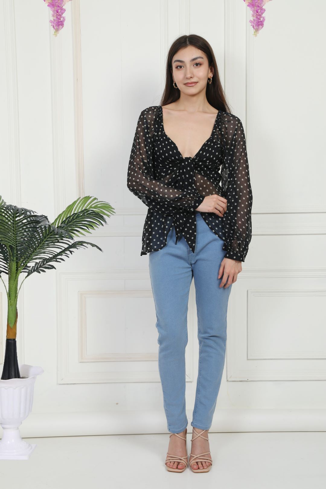 BW Polka Dot Black Top
