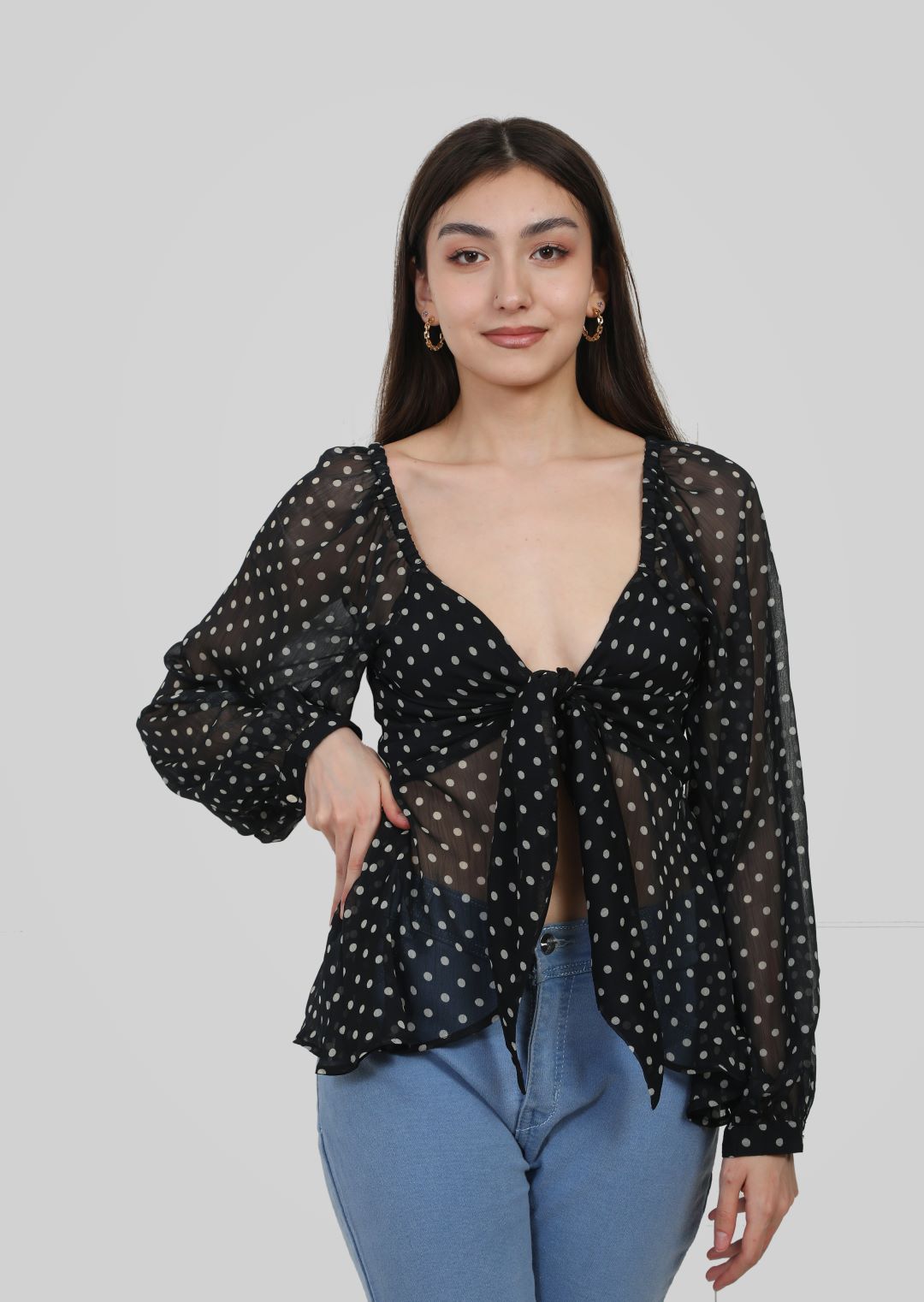 BW Polka Dot Black Top