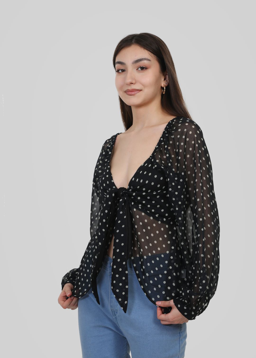 BW Polka Dot Black Top