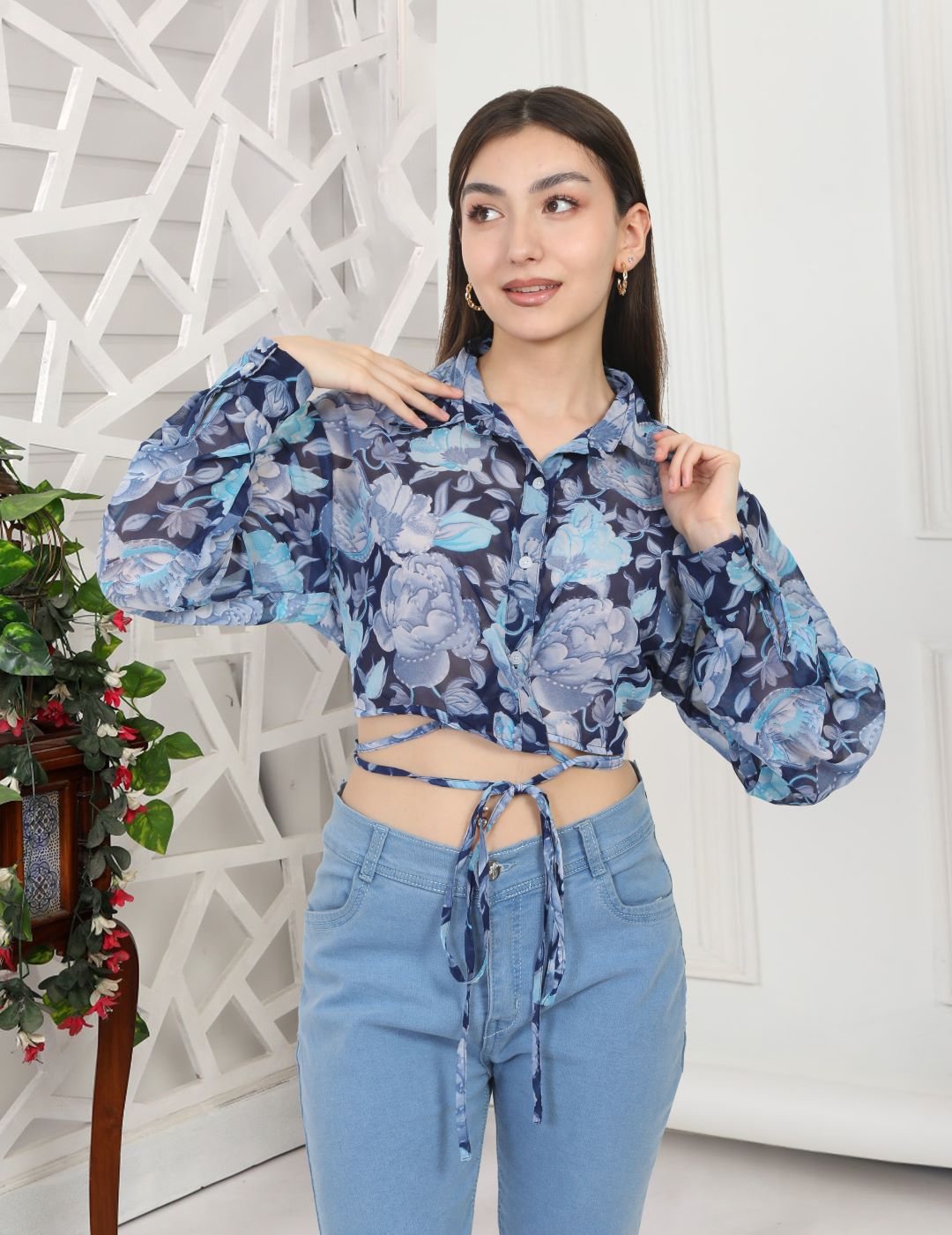 Blunt Woman Flowery Design Full Sleeves Top