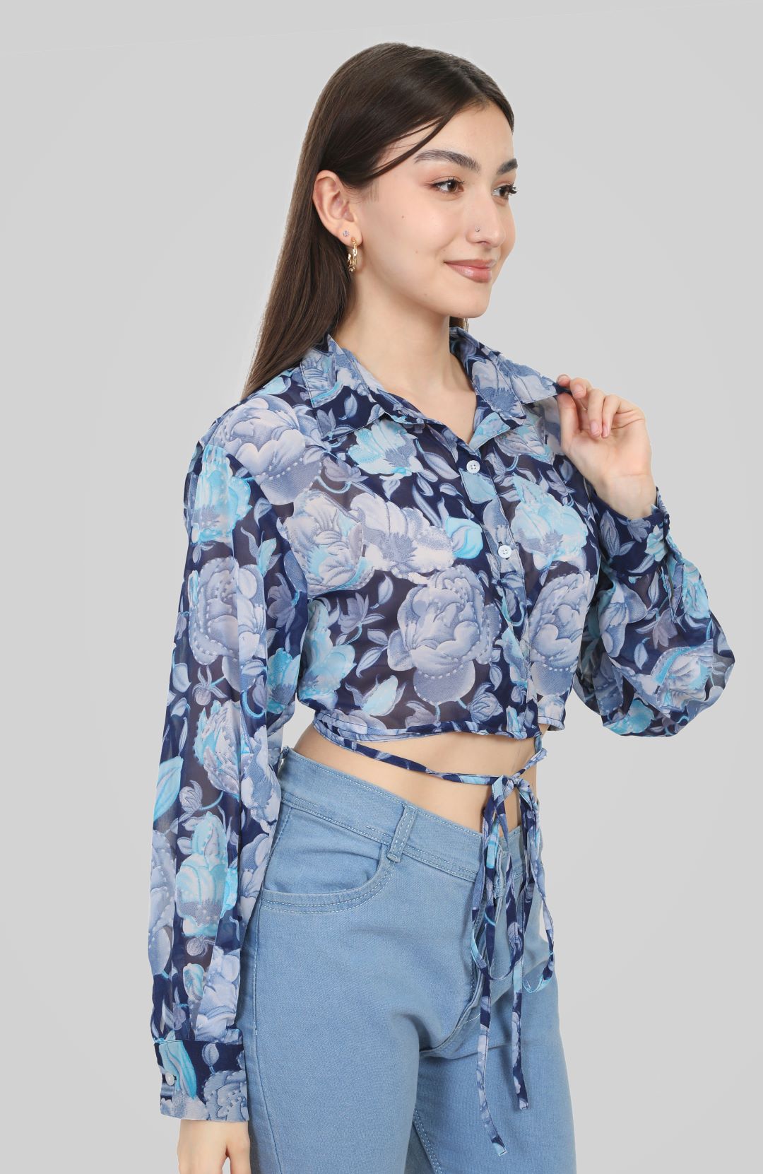 Blunt Woman Flowery Design Full Sleeves Top