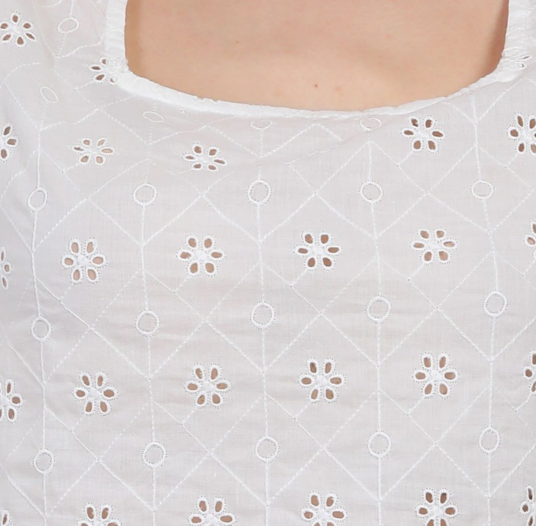 Moonlight Lace Crop Top - Full Sleeves White Top