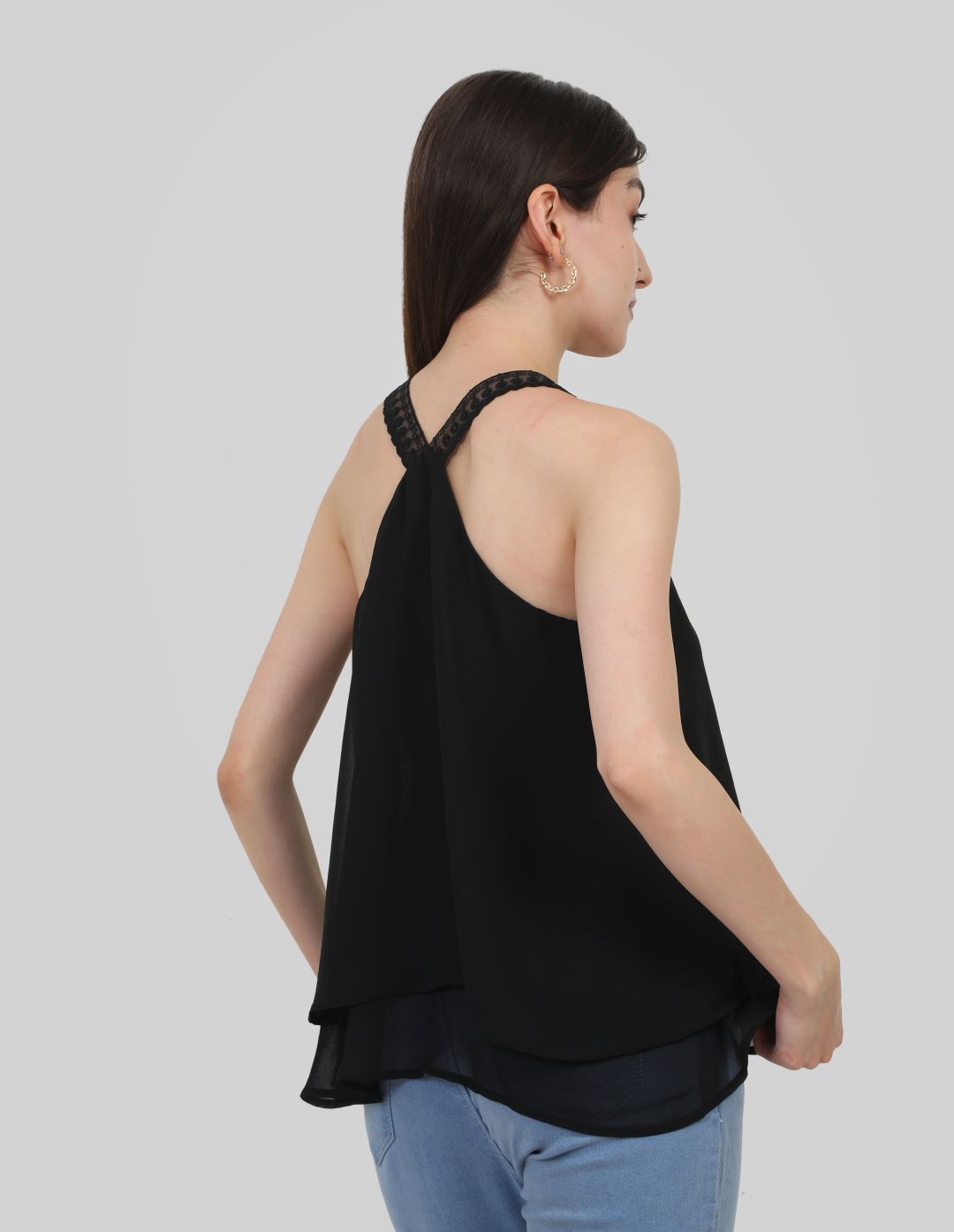 Noir Breeze Top l Black Top without Sleeves