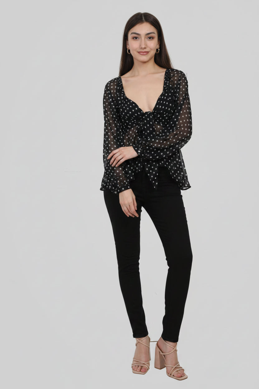BW Polka Dot Black Top
