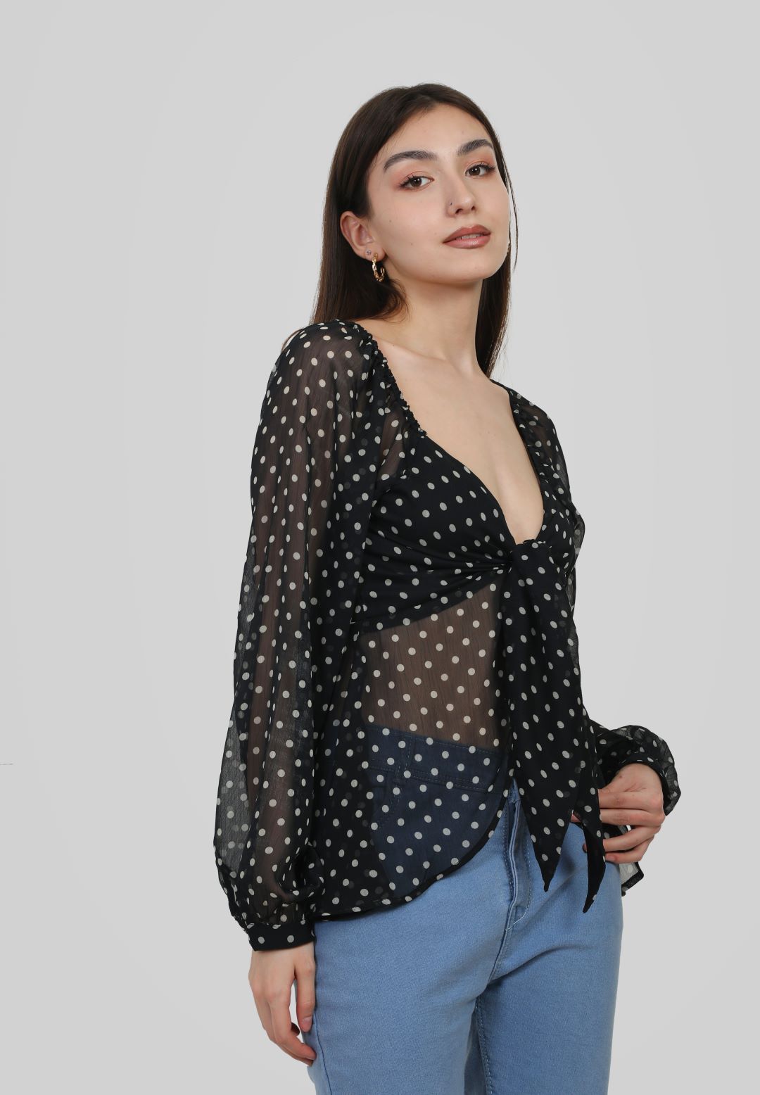 BW Polka Dot Black Top