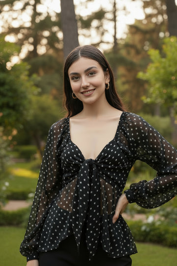 BW Polka Dot Black Top